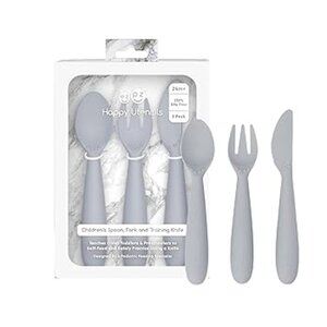 ezpz | Happy utensils set, pewter